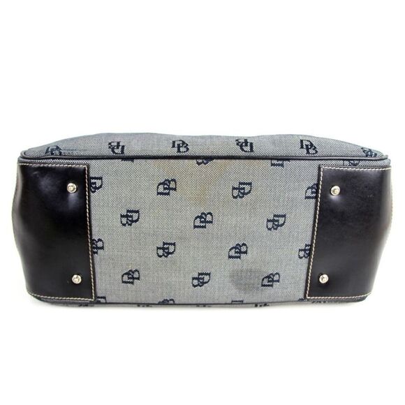 DOONEY & BOURKE GRAY DB CANVAS BLACK REAL LEATHER TRIM SHOULDER BAG TOTE HANDBAG - Picture 7 of 16